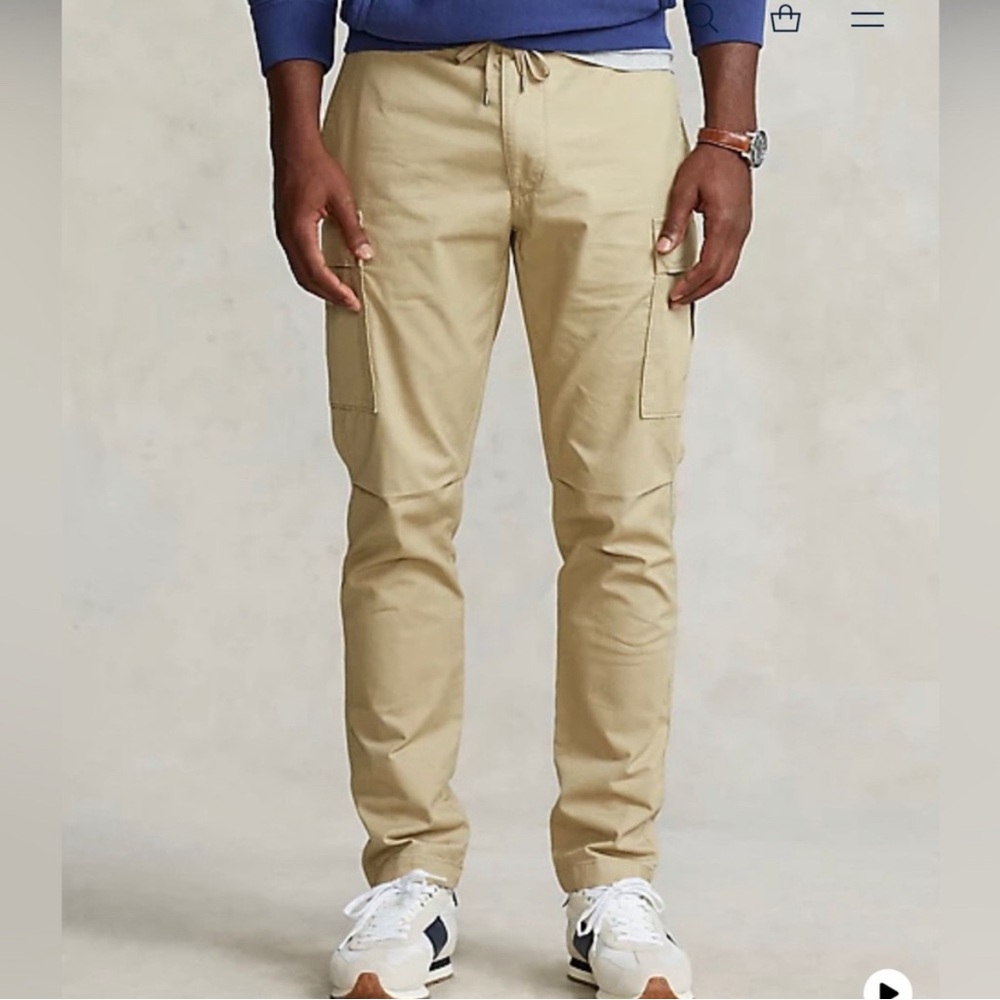 Ralph Lauren Stretch Slim Fit Twill Cargo Pant Khaki‎ Men pants 44Bx3O